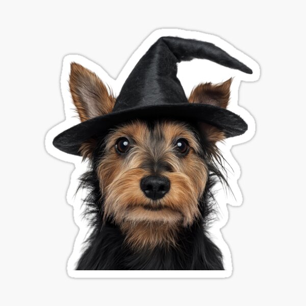 Item preview, Australian Terrier Dog Wearing Halloween Witch Hat designed and sold by LazyOwlStore.