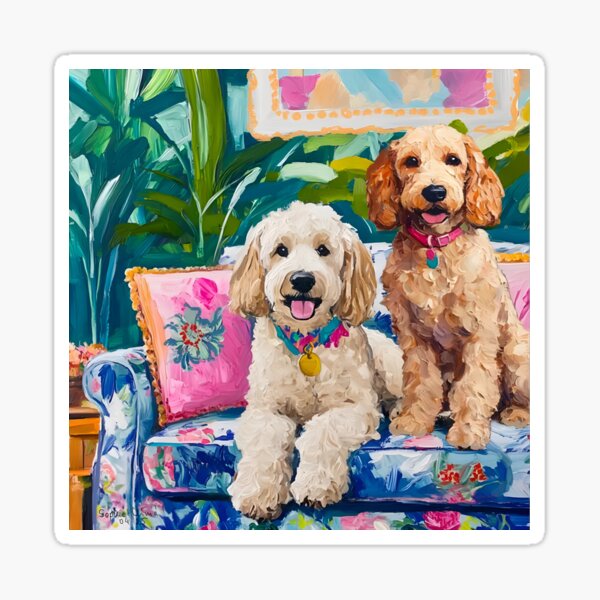 Item preview, Mo a and White Labradoodles in preppy interior designed and sold by SophieClimaArt.