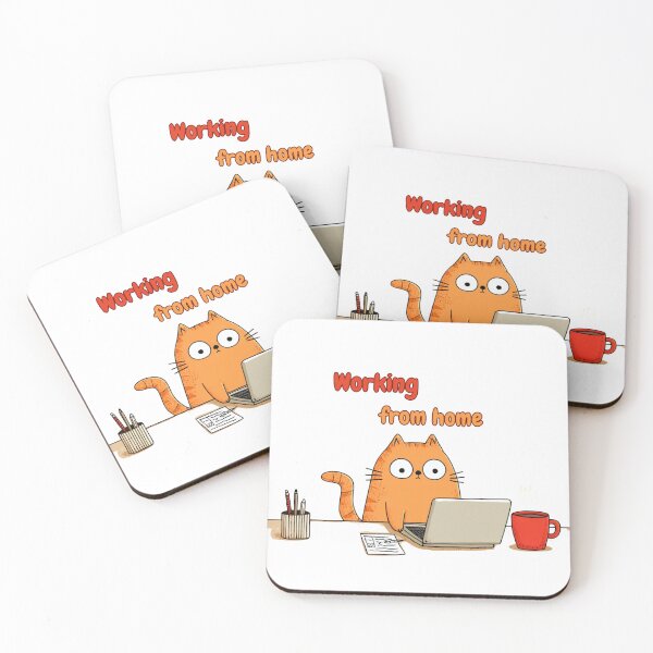 Item preview, Funny Working from Home Cat – Cute Remote Work Desk Illustration – Coffee and Chaos designed and sold by ThaiArtShop.