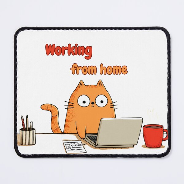 Item preview, Funny Working from Home Cat – Cute Remote Work Desk Illustration – Coffee and Chaos designed and sold by ThaiArtShop.