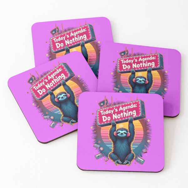 Item preview, Lazy Sloth "Today's Agenda: Do Nothing" Retro Chill Vibes designed and sold by gtrock.