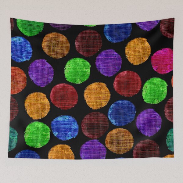 Aperçu de l'œuvre Watercolor multicolored painted cute dots with linen-like texture créée et vendue par SylvieVibes.