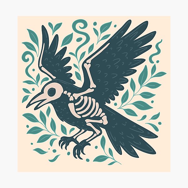 Item preview, Skeleton Crow in Flight with Leaves designed and sold by Jess.a.creates.