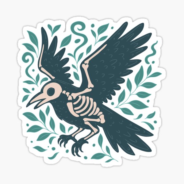 Item preview, Skeleton Crow in Flight with Leaves designed and sold by Jess.a.creates.