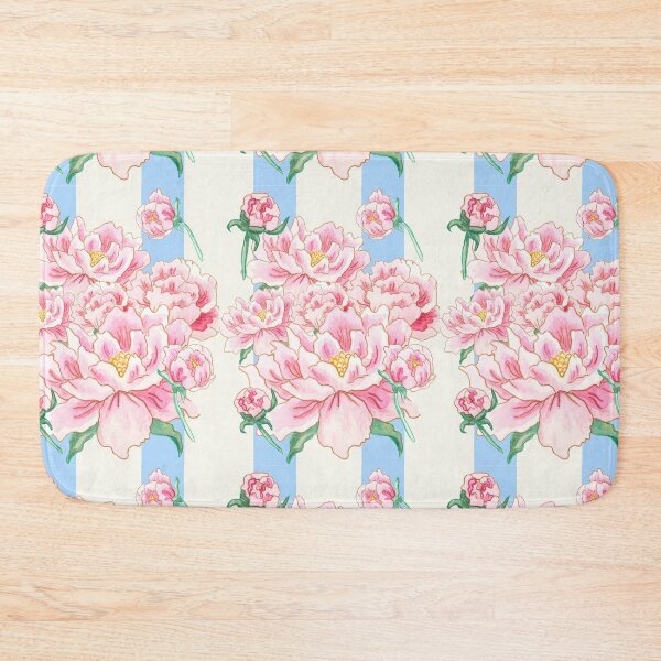 Item preview, Peonies & Blue Stripes designed and sold by Anna Rivet.
