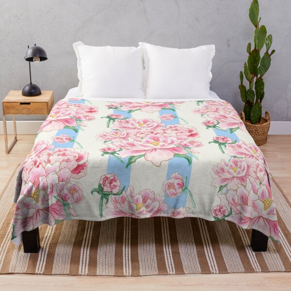 Item preview, Peonies & Blue Stripes designed and sold by Anna Rivet.