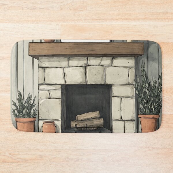 Item preview, Rustic Cottagecore: Stone Fireplace Pottery designed and sold by bapupa.