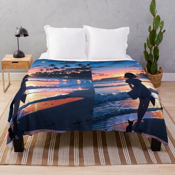 Item preview, Dreamy Beach Walk Anime Sunset Scene designed and sold by Animeture.