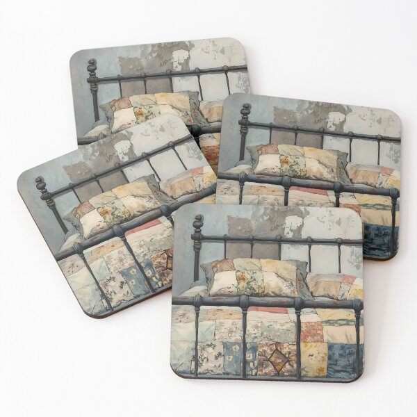 Item preview, Vintage Cottagecore: Worn Quilts Iron Bed designed and sold by bapupa.