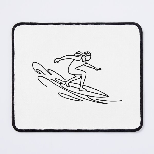 Item preview, Trendy Line Art Girl Surfing Beach Summer Vacation Surfer ,Surfboard Surfing designed and sold by SOUFIANE1991.