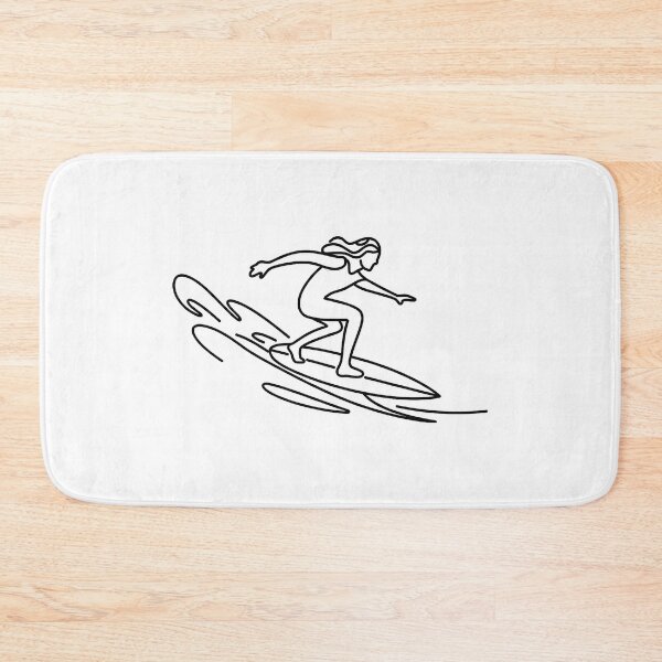 Item preview, Trendy Line Art Girl Surfing Beach Summer Vacation Surfer ,Surfboard Surfing designed and sold by SOUFIANE1991.