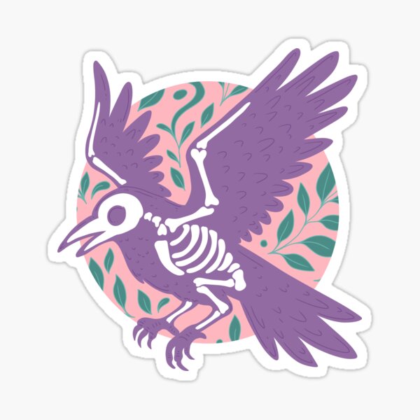 Item preview, Pastel Skeleton Crow Flying in Floral Circle designed and sold by Jess.a.creates.