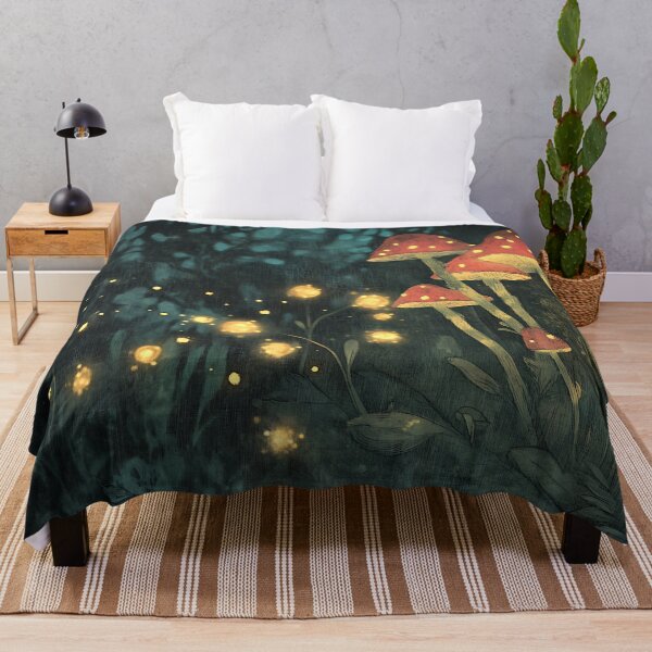Item preview, Whimsical Cottagecore: Fireflies Mushroom Circle designed and sold by bapupa.