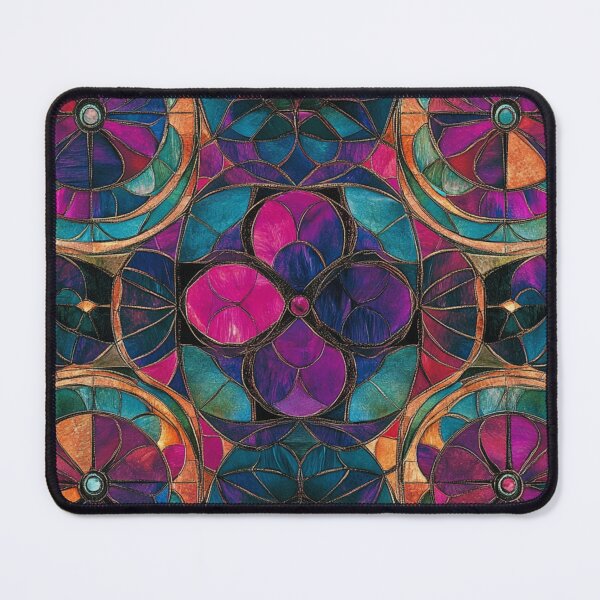 Item preview, Stained Glass Colorful Flowers Inspired Mosaic Mandala Pattern designed and sold by GrinGalore.