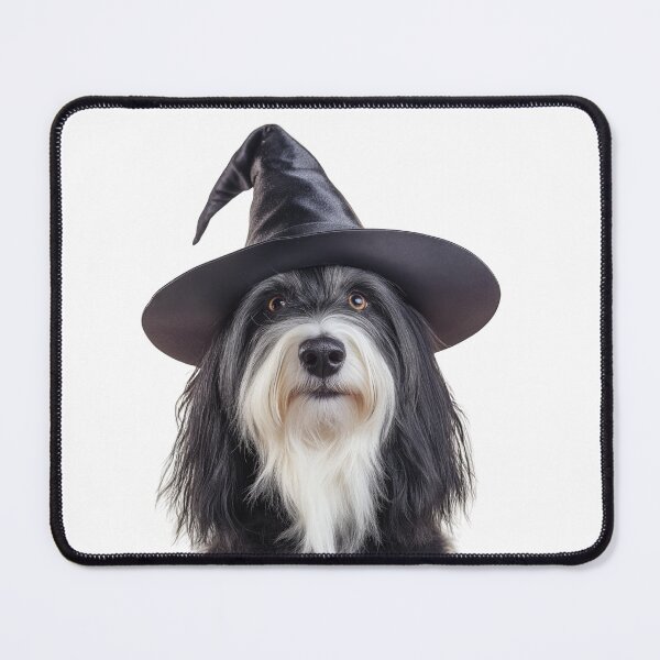 Item preview, Bearded Collie Dog Wearing Halloween Witch Hat designed and sold by LazyOwlStore.