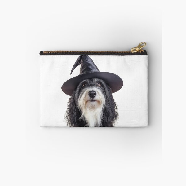 Item preview, Bearded Collie Dog Wearing Halloween Witch Hat designed and sold by LazyOwlStore.