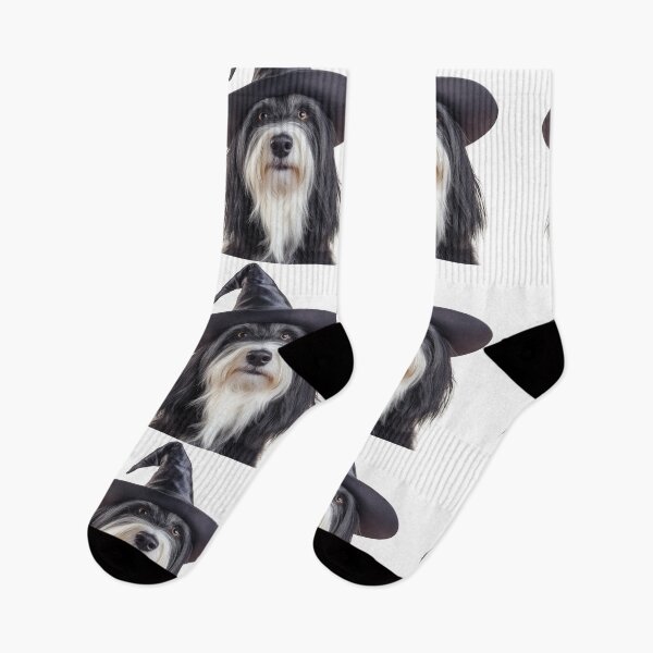 Item preview, Bearded Collie Dog Wearing Halloween Witch Hat designed and sold by LazyOwlStore.