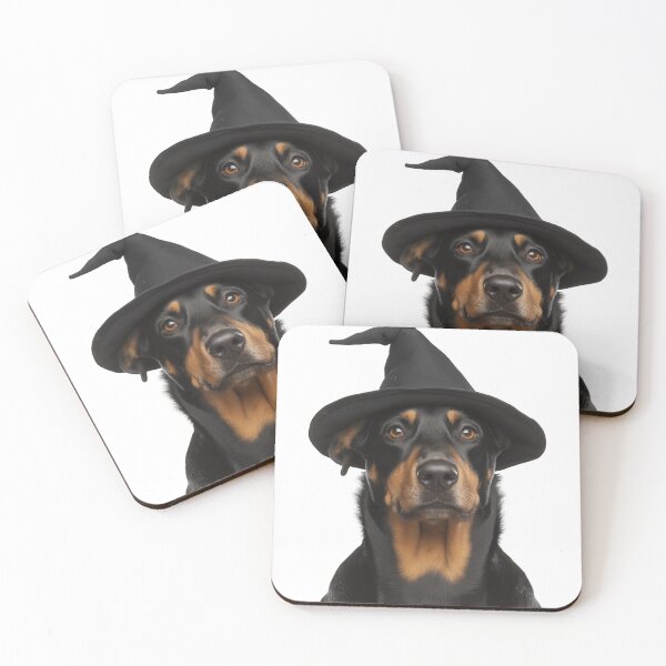 Item preview, Beauceron Dog Wearing Halloween Witch Hat designed and sold by LazyOwlStore.