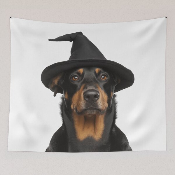 Item preview, Beauceron Dog Wearing Halloween Witch Hat designed and sold by LazyOwlStore.
