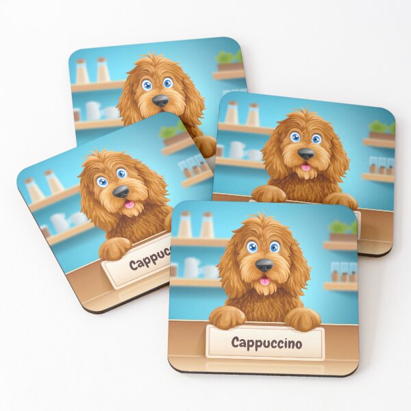 Item preview, Cappuccino the Coffee Dog – Cute Puppy Barista Art – Kawaii Coffee Shop Design designed and sold by ThaiArtShop.