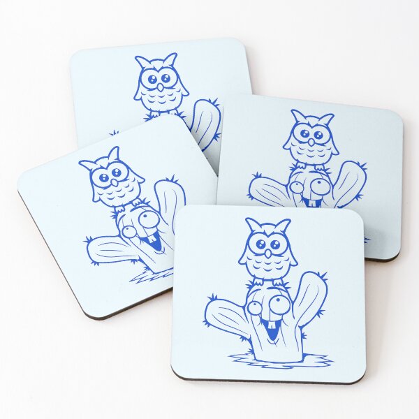 Item preview, Owl cactus desert 2 friends happy team cartoon fun designed and sold by shirt-o-mat.
