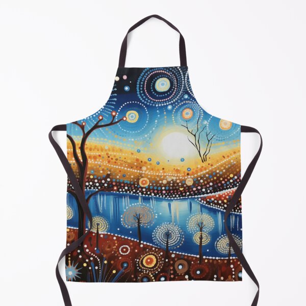 Item preview, Aboriginal Inspired Dot Art - With Sunrise And Lake designed and sold by GrinGalore.