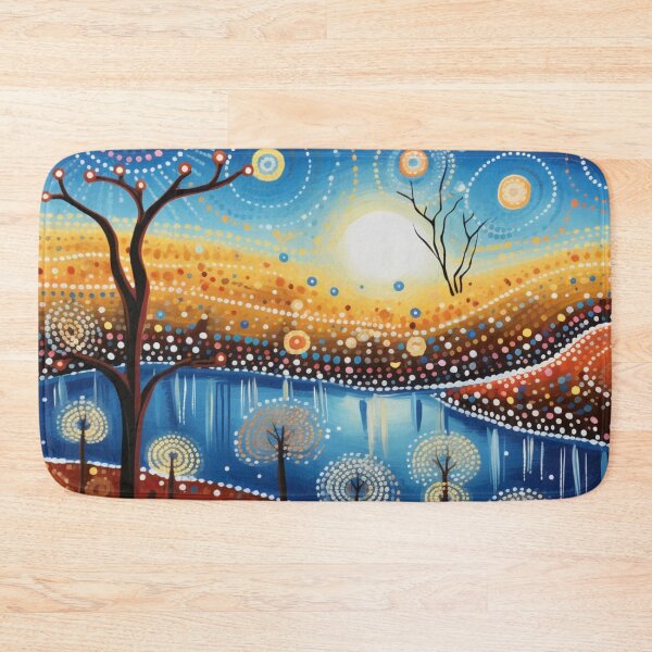 Item preview, Aboriginal Inspired Dot Art - With Sunrise And Lake designed and sold by GrinGalore.