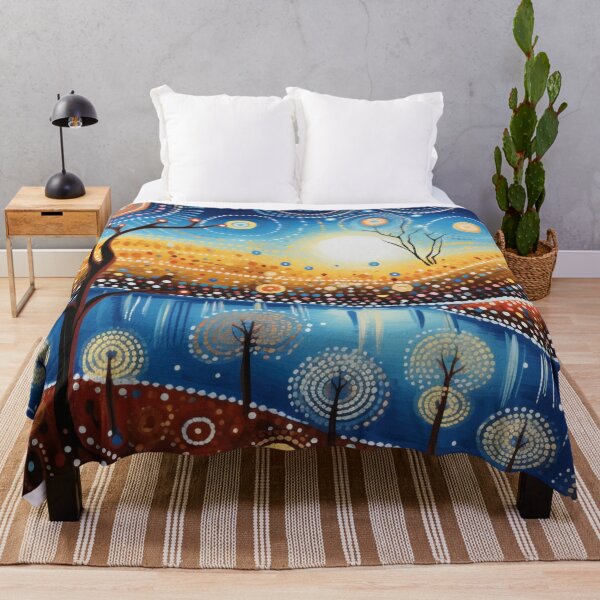 Item preview, Aboriginal Inspired Dot Art - With Sunrise And Lake designed and sold by GrinGalore.