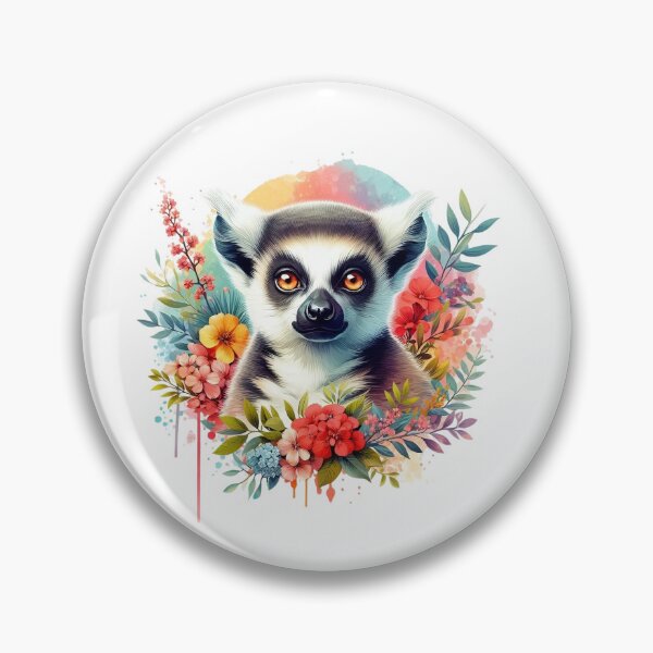 Artikelvorschau, Ein Lemur mit buntem Hintergrund und vielen Blättern und Blumen entworfen und verkauft von Marcoshop10.