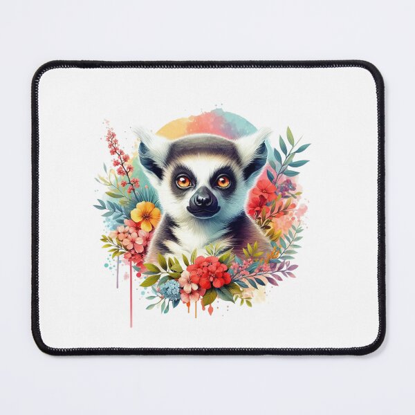 Item preview, A lemur with a colorful background and various leaves and flowers designed and sold by Marcoshop10.