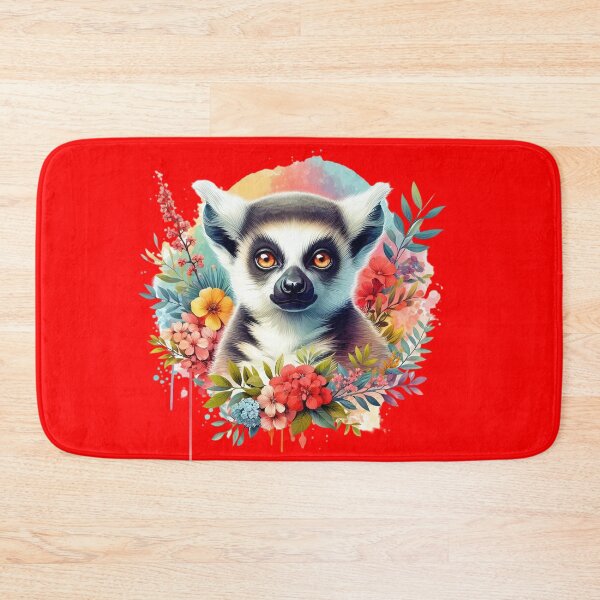 Item preview, A lemur with a colorful background and various leaves and flowers designed and sold by Marcoshop10.