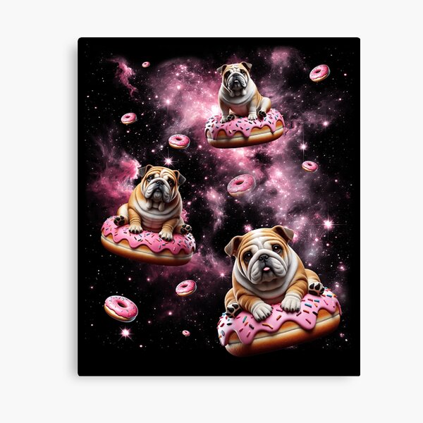 Artikel-Vorschau von Niedliche Bulldogge, die Donut reitet, Weltraum-Galaxie-Bulldoggenliebhaber, designt und verkauft von Kimberley King Art  King Art.