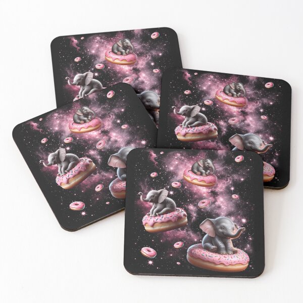Item preview, Cute Elephant Riding Donut Space Galaxy Elephant Lover designed and sold by Kimberley King Art  King Art.
