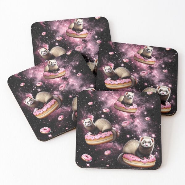 Item preview, Cute Ferret Riding Donut Space Galaxy Ferret Lover designed and sold by Kimberley King Art  King Art.