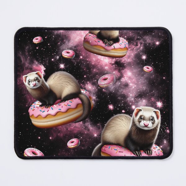 Item preview, Cute Ferret Riding Donut Space Galaxy Ferret Lover designed and sold by Kimberley King Art  King Art.