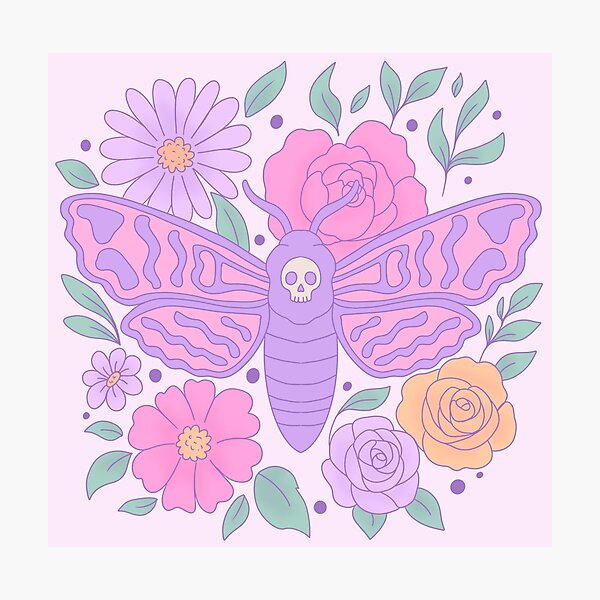 Artikel-Vorschau von Pastel Goth Todesmotte mit Blumen, designt und verkauft von Jess.a.creates.