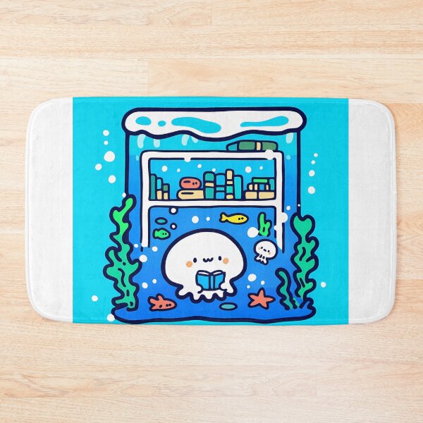 Item preview, A jellyfish enjoying a book in the sea library designed and sold by Elinotes.