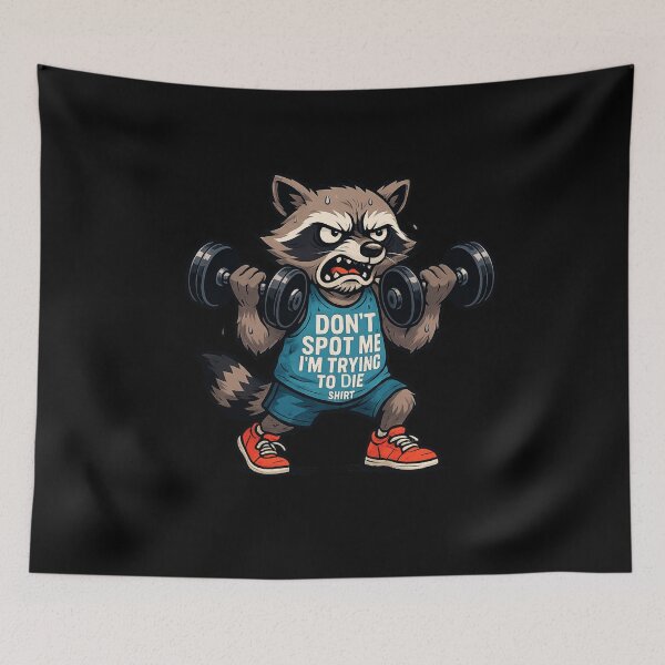 Item preview, Kolba, raccoon, gym, athlete, training, workout, designed and sold by KolbaVison.