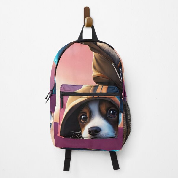 Item preview, Folk Art puppy wearing a hoodie doing Parkour designed and sold by Colin Bentham.