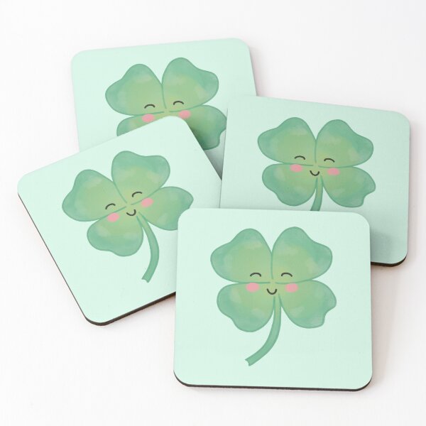 Item preview, happy smiling cute four leaf clover designed and sold by winterpumpkin.