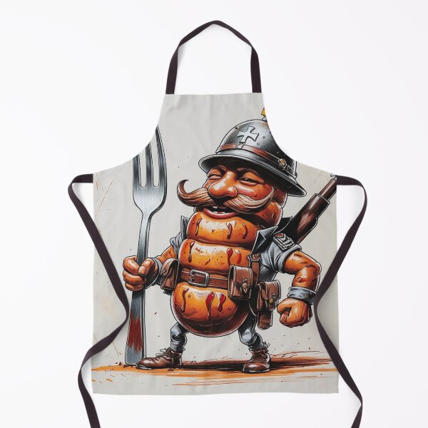Item preview, German Bratwurst Soldier – Cute Food Warrior – Funny Sausage Character – Sketchy Cartoon with White Background designed and sold by Blueangelgal.