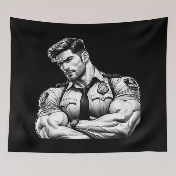 Item preview, Gay Hot Pursuit Muscle Cop Daddy Pride Graphic Design designed and sold by ItsAKinkThing.