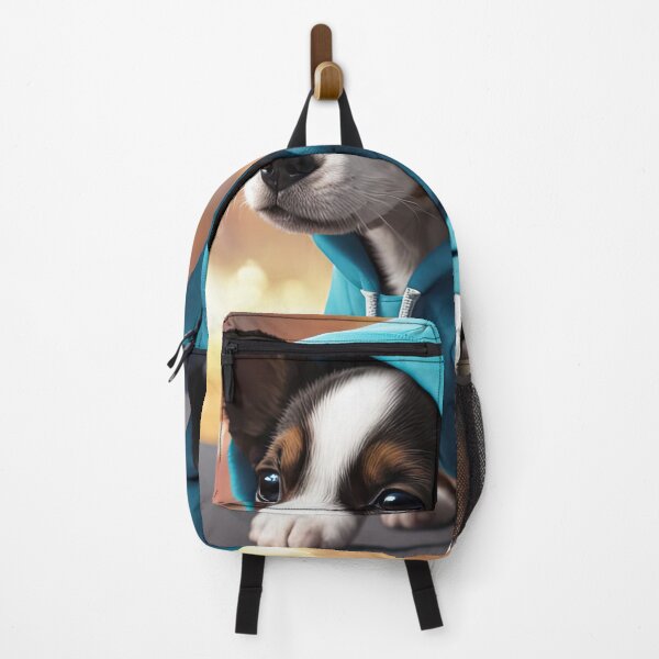 Item preview, Folk Art puppy wearing a hoodie doing Parkour designed and sold by Colin Bentham.
