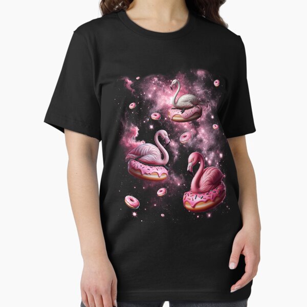 Vista previa del artículo con la obra «Lindo flamenco montando dona Galaxia espacial Amante de los flamencos», diseñado y vendido por Kimberley King Art  King Art.