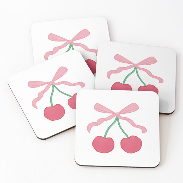Item preview, Red cherries with pink bow  designed and sold by winterpumpkin.