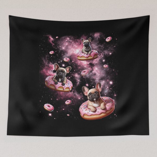 Item preview, Cute French Bulldog Riding Donut Space Galaxy French Bulldog Lover designed and sold by Kimberley King Art  King Art.