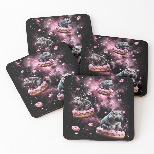 Item preview, Cute Hippo Riding Donut Space Galaxy Hippo Lover designed and sold by Kimberley King Art  King Art.