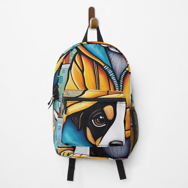 Item preview, Folk Art puppy wearing a hoodie doing Parkour designed and sold by Colin Bentham.