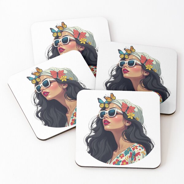 Item preview, Pop Art Woman with Floral Dress and Butterflies designed and sold by Arte Zen.