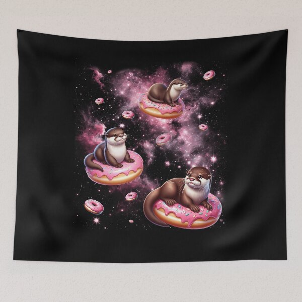 Item preview, Cute Otter Riding Donut Space Galaxy Otter Lover designed and sold by Kimberley King Art  King Art.